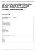 PATH CTRI FINAL EXAM 2024 ACTUAL EXAM COMPLETE QUESTIONS WITH DETAILED VERIFIED ANSWERS &lpar;100&percnt; CORRECT ANSWERS&rpar; &sol;ALREADY GRADED A&plus;