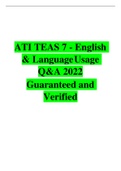 ATI TEAS 7 - English & Language Usage Q&A  Guaranteed and Verified 