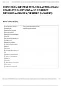 CHPC EXAM NEWEST 2024-2025 ACTUAL EXAM COMPLETE  QUESTIONS AND CORRECT DETAILED ANSWERS &lpar;VERIFIED ANSWERS&rpar;