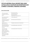 CP2 UE MIDTERM EXAM NEWEST 2024-2025 ACTUAL EXAM COMPLETE 135 QUESTIONS AND CORRECT ANSWERS &lpar;VERIFIED ANSWERS&rpar;