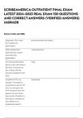 SCRIBEAMERICA OUTPATIENT FINAL EXAM LATEST 2024-2025 REAL EXAM 150 QUESTIONS AND CORRECT ANSWERS &lpar;VERIFIED ANSWERS&rpar; &vert;AGRADE