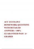 ACC 212 EXAM 2 HOMEWORK QUESTIONS WITH DETAILED ANSWERS &sol;&sol; 100&percnt; GUARANTEED PASS  A&plus; GRADED 