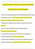 Exam Simulator  Colorado Accident and Health General State Exam Simulator TEST QUESTIONS AND ANSWERS &lpar;2024&sol;2025&rpar; &lpar;VERIFIED ANSWERS&rpar;