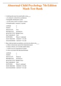 Complete Test Bank Abnormal Child Psychology 7th Edition Mash Questions & Answers with rationales &lpar;Chapter 1-14&rpar;