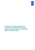 Test Bank for Nursing Leadership and Management, 3rd Edition, Patricia Kelly, Heather Quesnelle, ISBN-10: 0176570446, ISBN-13: 9780176570446