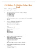 Complete Test Bank Cell Biology 3rd Edition Pollard Questions & Answers with rationales (Chapter 1-46)