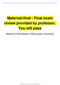 Maternal-final - Final exam review provided by professor