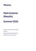 Pearson Edexcel AS Politics paper 2 June 2026 Mark scheme &lpar;8pl0-2&rpar;-UK Government