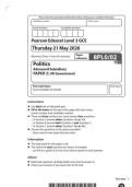 Pearson Edexcel AS Politics paper 2 June 2026 QUESTION PAPER &lpar;8pl0-2&rpar;-UK Government