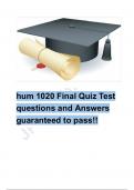 hum 1020 Final Quiz Test questions and Answers guaranteed to pass&excl;&excl;