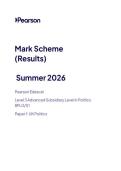 Pearson Edexcel AS Politics paper 1 June 2026 Final Mark scheme &lpar;8pl0-1&rpar;-UK Politics