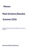 Pearson Edexcel AS Physics paper 1 June 2026 Final Mark scheme &lpar;8ph0-1&rpar;-Core Physics I