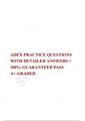   ADEX PRACTICE QUESTIONS WITH DETAILED ANSWERS &sol;&sol; 100&percnt; GUARANTEED PASS  A&plus; GRADED 