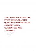 ADEX MANUALS &lpar;BASED OFF STUDY GUIDE&rpar; PRACTICE QUESTIONS WITH DETAILED ANSWERS &sol;&sol; 100&percnt; GUARANTEED PASS  A&plus; GRADED