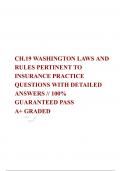 CH&period;19 WASHINGTON LAWS AND RULES PERTINENT TO INSURANCE PRACTICE QUESTIONS WITH DETAILED ANSWERS &sol;&sol; 100&percnt; GUARANTEED PASS  A&plus; GRADED 