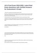 ACA Final Exam 2024-2025&colon; Latest Real Exam Questions with Verified Answers for Guaranteed A Grade