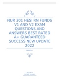 NUR 301 HESI RN FUNDS V1 AND V2 EXAM QUESTIONS AND ANSWERS BEST RATED A&plus; GUARANTEED SUCCESS NEW UPDATE 2022