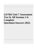 LETRS Unit 7 Assessment Test & All Sessions 1-6 Complete Questions and Answers 2022.