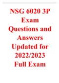 NSG 6020 3P Exam Questions and Answers Updated For 2022-2023 Full Exam.