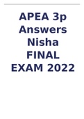 APEA 3p Answers Nisha FINAL EXAM 2022-2023; APEA 3p Final Exam Questions and Answers.