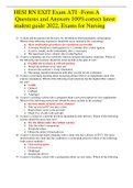 HESI RN EXIT Exam ATI &ndash;Form A  Questions and Answers 100&percnt; correct latest student guide 2022&comma; Exams for Nursing
