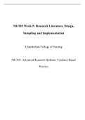   NR 505 Week 5: Research Literature, Design, Sampling and Implementation  