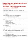 Pharmacotherapy Principles and Practice 5th Edition Chisholm-Burns Test Bank exam questions and answers correct verified 100&percnt;