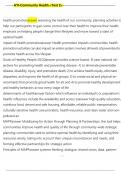 ATI-Community Health <Test 2> 1 &sol; 11 health promotionanswer assessing the health of our community&comma; planning activities to help our participants to gain some control over their health to improve their health&semi; emphasis on helping people change their l