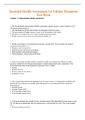 Essential Health Assessment 1st Edition Thompson Test Bank Complete Test Bank Essential Health Assessment 1st Edition Thompson Questions & Answers with rationales &lpar;Chapter 1-24&rpar;