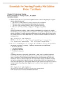 Complete Test Bank Essentials for Nursing Practice 9th Edition Potter Questions & Answers with rationales &lpar;Chapter 1-40&rpar;