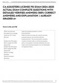 CA ADJUSTERS LICENSE PSI EXAM 2024-2025 ACTUAL EXAM COMPLETE QUESTIONS WITH DETAILED VERIFIED ANSWERS &lpar;100&percnt; CORRECT ANSWERS&rpar; AND EXPLANATION &sol; ALREADY GRADED A&plus;
