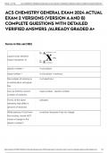 ACS CHEMISTRY GENERAL EXAM 2024 ACTUAL EXAM 2 VERSIONS &lpar;VERSION A AND B&rpar; COMPLETE QUESTIONS WITH DETAILED VERIFIED ANSWERS &sol;ALREADY GRADED A&plus;