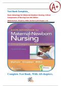 Test Bank Complete- Davis Advantage for Maternal-Newborn Nursing&colon; Critical Components of Nursing Care 4th Edition &lpar;2022-Durham&comma; Chapman&comma; Miller &lpar;Authors&rpar;&rpar; All Chapter 1-19