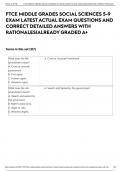 FTCE MIDDLE GRADES SOCIAL SCIENCES 5-9 EXAM LATEST ACTUAL EXAM QUESTIONS AND CORRECT DETAILED ANSWERS WITH RATIONALES&vert;ALREADY GRADED A&plus;
