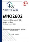 MNO2602 Assignment 5 &lpar;DETAILED ANSWERS&rpar; Semester 2 2024 - DISTINCTION GUARANTEED 