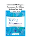 Test Bank Essentials of Testing and Assessment: A Practical Guide for Counselors, Social Workers, and Psychologists, Enhanced, 3rd Edition Edward S. Neukrug, R. Charles Fawcett Edward S. Neukrug, R. Charles Fawcett  ISBN-13: 9781285454245