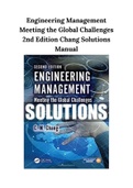 Engineering Management Meeting the Global Challenges 2nd Edition Chang Solutions Manual