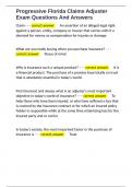 Progressive Florida Claims Adjuster Exam Questions And Answers 