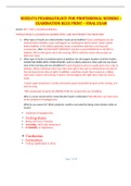 NUR2474 PHARMACOLOGY FOR PROFESSIONAL NURSING &ndash; EXAMINATION BLUE PRINT &ndash; FINAL EXAM