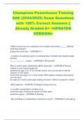 Champions Powerhouse Training  SAE &lpar;2024&sol;2025&rpar; Exam Questions  with 100&percnt; Correct Answers &vert;&vert;  Already Graded A&plus; <UPDATED  VERSION>