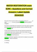 WATER RESTORATION exam IICRC &vert; Questions and Correct Answers &vert; Latest Update 2024&sol;2025