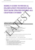 SEIDEL'S GUIDE TO PHYSICAL EXAMINATION 9TH EDITION BALL TEST BANK UPDATED 2022/2023 ALL CHAPTERS COVERED