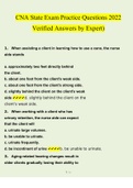 CNA State Exam Practice Questions and Answers 2022 &vert; 100&percnt; Verified