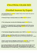 CNA Final Exam Questions and Answers 2022 &vert; 100&percnt; Verified