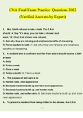 CNA Final Exam Practice Questions and Answers 2022 &vert; 100&percnt; Verified Exam
