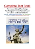 Test Bank for Forensic and Legal Psychology Psychological Science Applied to Law 3rd Edition by Costanzo IBSN 9781319060312