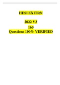 HESI EXIT RN 2022 V3 160 Questions 100% VERIFIED