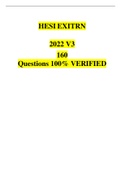 HESI EXIT RN 2022 V3 160 Questions 100&percnt; VERIFIED