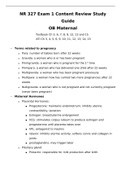 NR 327 Exam 1 Content Review Study Guide  OB Maternal