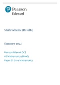 AS Level Edexcel Pure Mathematics 2022 Mark Scheme
